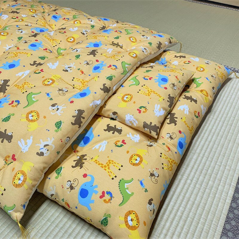 【ふるさと納税】天然繊維手作り　木綿わた入りベビーふとんセット(カバー付） ふとん 布団 ベビー用品 ベビー 綿 柔らか 新生活 送料無料