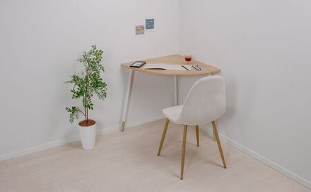 【andFREL】FS コーナーテーブル 天板 突板 ナチュラルオーク 幅99cm 奥行67cm 高さ72cm インテリア 家具 おしゃれ シンプル 机 角にフィット コーナー用テーブル 省スペース 