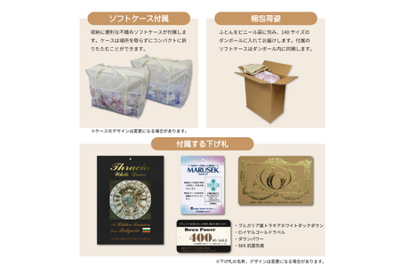 羽毛布団 シングル 冬用 本掛け 80番手サテン (エリーヌブルー 青 柄 ) ｜