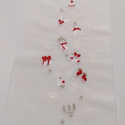 ふるさと納税 伊丹市 半衿　クリスマス柄　白地に白赤　刺繍 [54030416] |  | 02