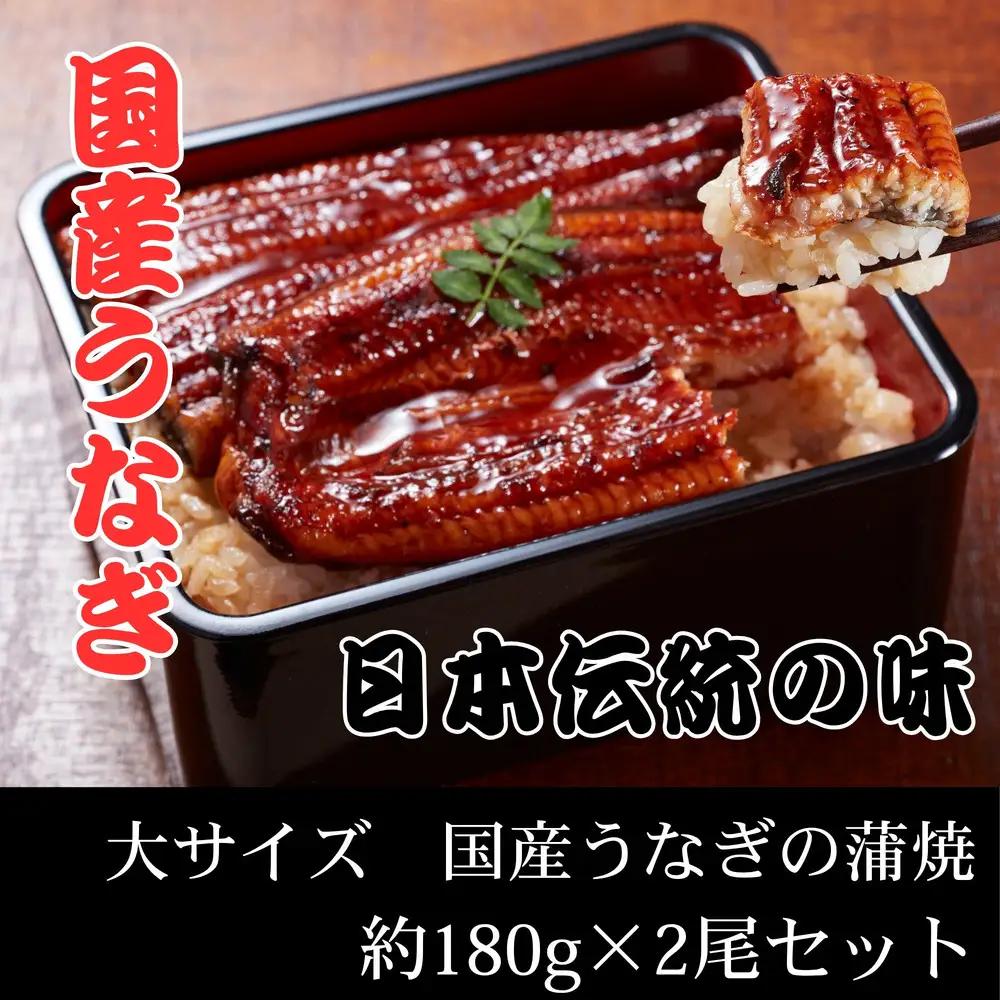 国産うなぎ蒲焼　大サイズ　約180g×2尾セット
