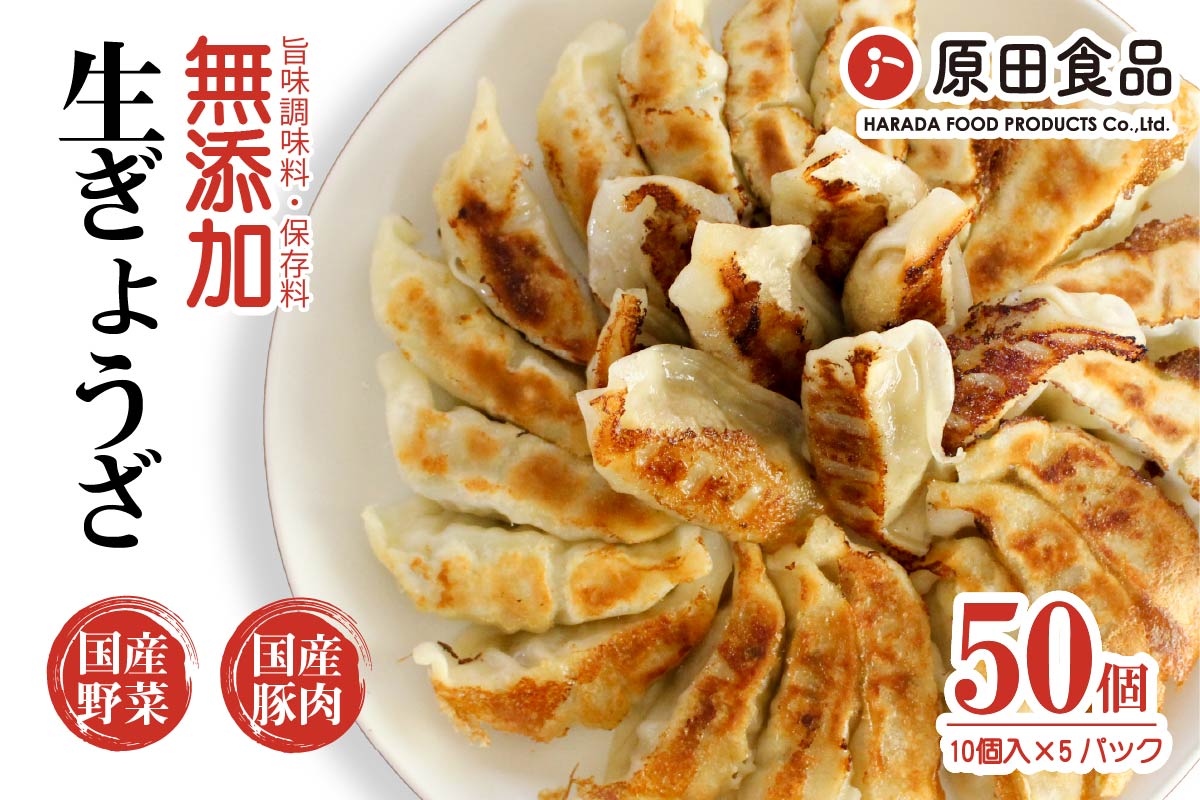 【ふるさと納税】ハナちゃん生ぎょうざ 冷凍餃子 50個セット｜大阪 交野市 餃子 ぎょうざ ギョーザ 水餃子 簡単 羽付き 焼くだけ 国産素材 生ぎょうざ おかず 羽根つき餃子 [0271]