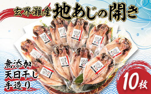 【無添加・天日干し・手造り】地あじひらき10枚セット【配送不可地域：離島】【1681929】