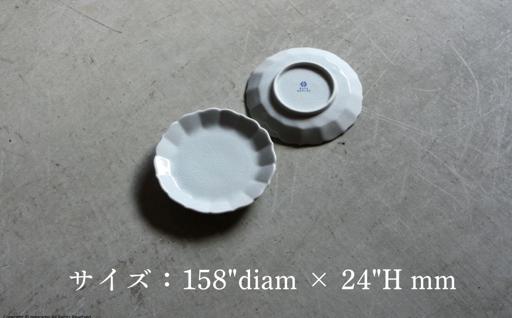 【 KATA KUTANI 】 菊皿 160mm / 貫入白磁（1枚）九谷焼 08-01