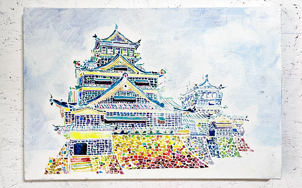
                  熊本城 -天守閣- Ⅰ P6号 （41cm×27.3cm） 額縁あり ／ 絵画 絵 アート 九州 熊本県 熊本市
                
