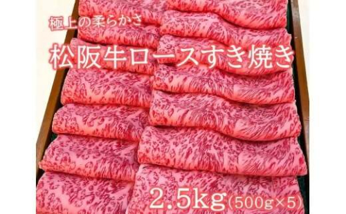 松阪牛 極上ロースすき焼用2.5ｋｇ(500ｇ×5)極上の柔らかさ （柔らかい 松坂牛 松阪肉 霜降り 高級ブランド牛 ロース サーロイン リブロース 焼しゃぶ すき焼き 焼肉 自宅用 贈答品 ギフト お正月 年末年始 お歳暮 お中元 牛肉 とろける 和牛 三重県 A4 A5 特産 GI） NTY-34