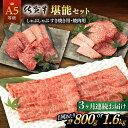 【ふるさと納税】【3回定期便】佐賀牛 A5 堪能セット しゃぶしゃぶ すき焼き用 ・ 焼肉用 (計800g or 計1.6kg) 佐賀県嬉野市/桑原畜産 [NAB095]