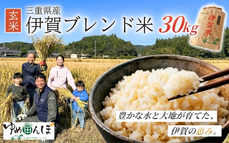 
                  三重県産　伊賀ブレンド米　30kg　玄米/お米 ごはん ご飯 米 伊賀市 三重県 おいしい 美味しい おにぎり ライス 健康 健康志向 ダイエット 生活習慣病 腸活 食事バランス ビタミン 食卓 送料無料【ymtb0002】
                
