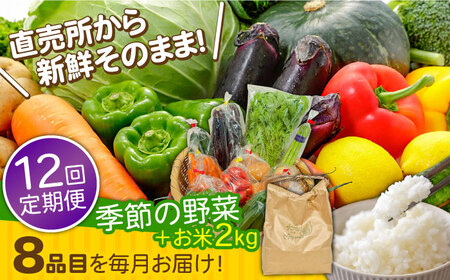 【12回定期便】野菜定期便 お米と季節のやさい 8品目 野菜 定期便 / ながさき南部 [SBW015]