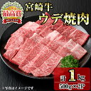 【ふるさと納税】宮崎牛ウデ焼肉(1kg・500g×2P) お肉 牛肉 黒毛和牛 ブランド和牛 冷凍 国産 焼肉 BBQ ウデ 【R-96】【ミヤチク】