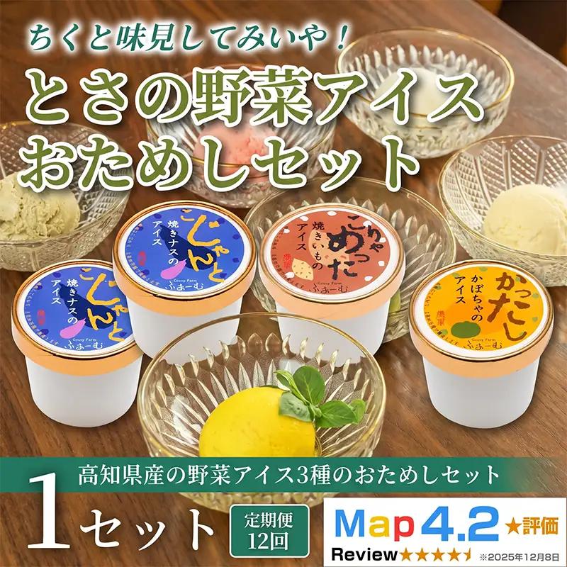 とさの野菜おためしアイス 100ml × 3個 12回定期便 アイス_BQ128