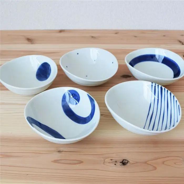 【波佐見焼】染付変形 小鉢 5個セット 食器 皿 【團陶器】 [PB10] 波佐見焼