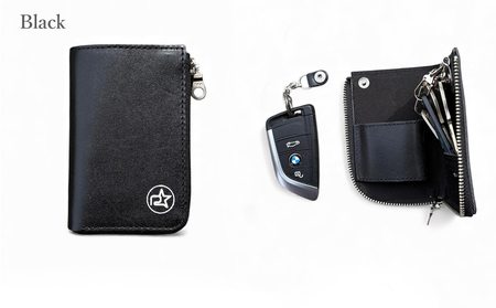 【ブラック】 国産本革 スマートキーケース REVOLLA
