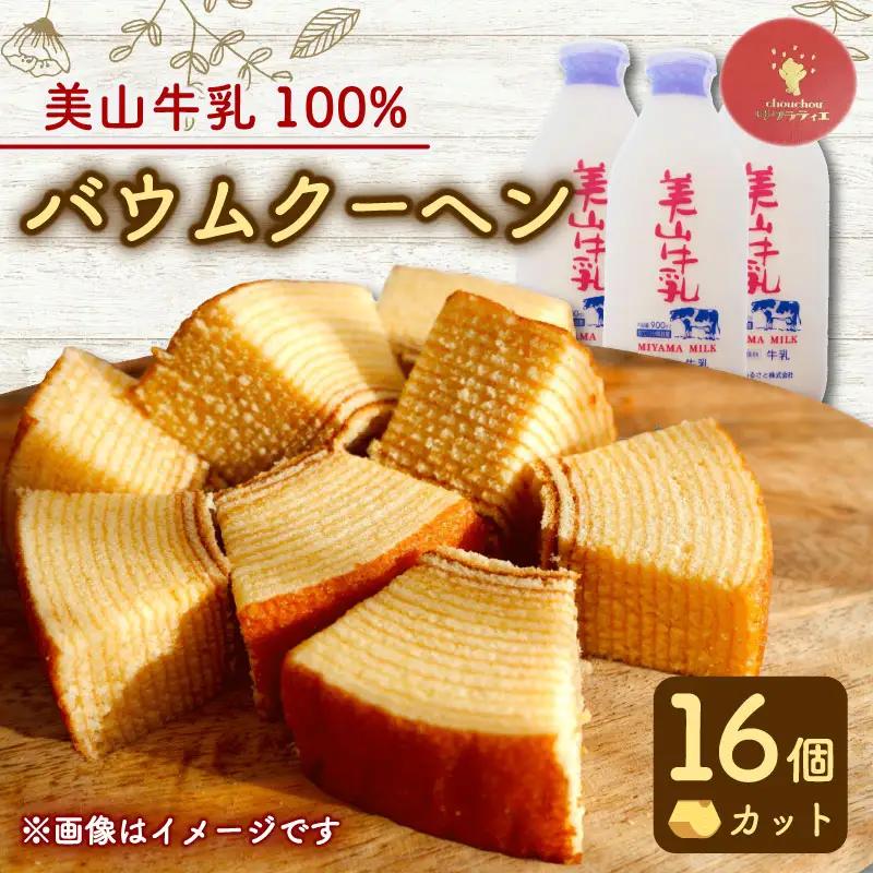 【美山牛乳バウムクーヘン】カット16個  バウムクーヘン