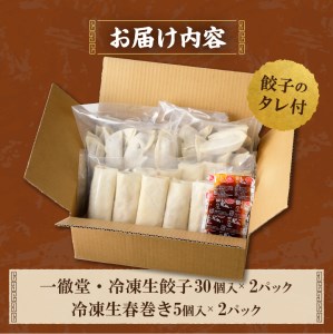 一徹堂・冷凍生餃子(60個)＆生春巻き(10本)セット 一徹ラーメン 餃子×60個 春巻き×10個 計70個 約1.6kg 大容量冷凍生餃子 30個×2パック 生春巻き 5個×2パック レトルト 総菜