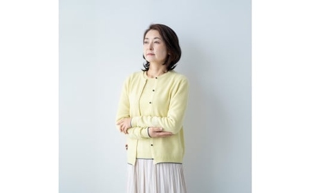 カシミヤ カーディガン カシミヤ(L.イエロー )女性用サイズ:L(40)≪白田のカシミヤ≫ 