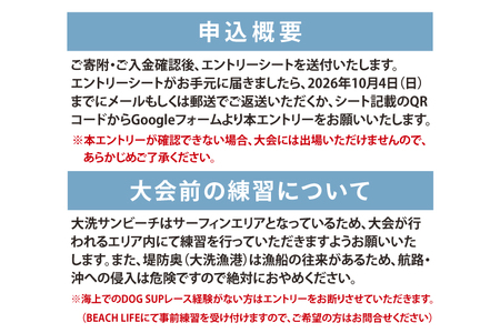 第6回 SUNBEACH CUP （2026年10月11日開催） 1kmファンクラス 駐車場利用（1台）許可証付き _DB006