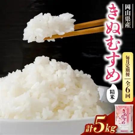 【毎月定期便】【食味鑑定士厳選】岡山県産 きぬむすめ5kg(5kg×1袋)全6回【4083774】
