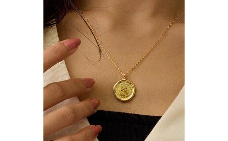 【ギフト対応可】大人のデコルテによく似合う、メルティングコインネックレス（チェーン：45㎝）（カラー：ゴールド）【043-010-1-2】