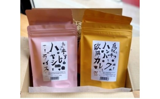 ハンバーグ欧風カレーと牛すじハヤシライスセット　400g×4袋