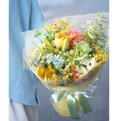 ふるさと納税 高知市 【毎月定期便】生花花束 ブーケL初回花瓶付【CG027】全6回 |  | 01