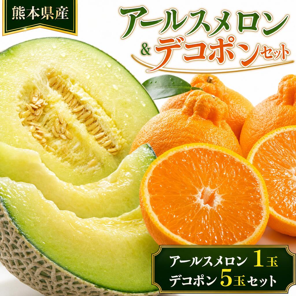 【ふるさと納税】アールスメロン（1玉）＆デコポン5玉セット メロン めろん でこぽん デコポン 柑橘 くだもの 果物 果実 フルーツ デザート 贈答 贈り物 ギフト 熊本県産 国産 九州 熊本県 送料無料 【2026年12月上旬発送開始】