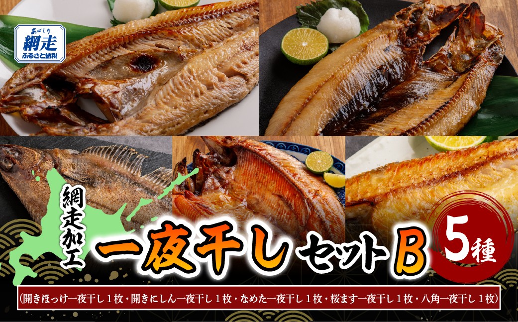 
                  網走加工の一夜干しセット 5種B 【 ふるさと納税 人気 おすすめ ランキング ほっけ ホッケ にしん 鰊 なめた 桜ます 八角 干物 一夜干し 開き 魚介 海鮮 セット 詰合せ 詰め合わせ 干物セット 真空 おかず 手軽 料理 小分け 便利 オホーツク 北海道 網走市 送料無料 】 ABB173
                