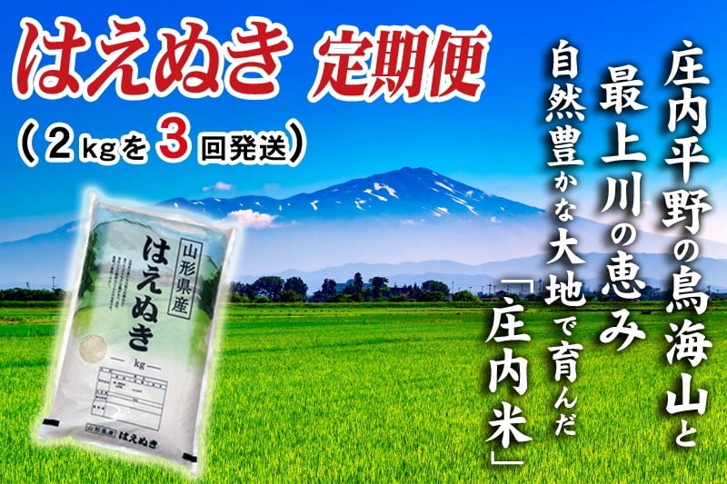 
                  【3回定期便】令和7年産 ［精米］ はえぬき　2kg×3回(計6kg) SI SC0667
                
