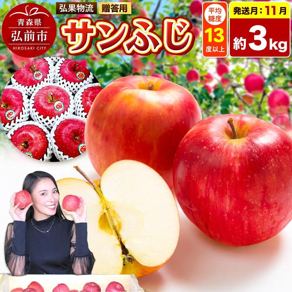 【26年11月発送】りんご サンふじ【贈答用】約3kg 糖度13度以上 青森県 弘前市 先行受付