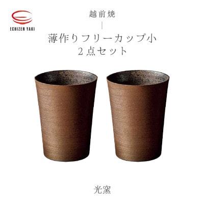 「光窯　司辻 健司」【越前焼】薄作りフリーカップ小 2個セット【1467325】