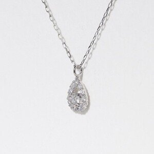 プラチナ　しずく　取り巻きペンダント　0.10ct