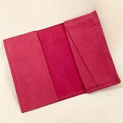 ふるさと納税 南箕輪村 【鹿革】ビジネスセット(ネームホルダー&名刺入れ)ピンク |  | 01
