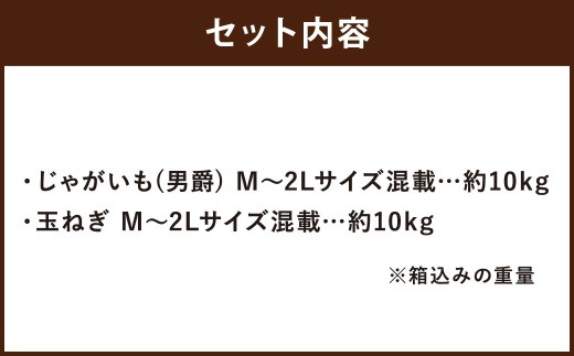 北海道産 じゃがいも 男爵 玉ねぎ セット M～2Lサイズ混載 各約10kg 合計約20kg 2箱  【2026年10月上旬-2027年1月上旬迄発送予定】_イメージ2