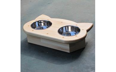 
手作り木製2椀付きペット用食器Ver.2(少し小さめ）【007D-082】
