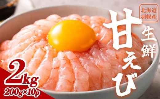 
            【おまとめ配送】超速リキッド凍結でドリップゼロ！北海道羽幌産生鮮甘えび2kg（200g×10パック）【0312001】
          