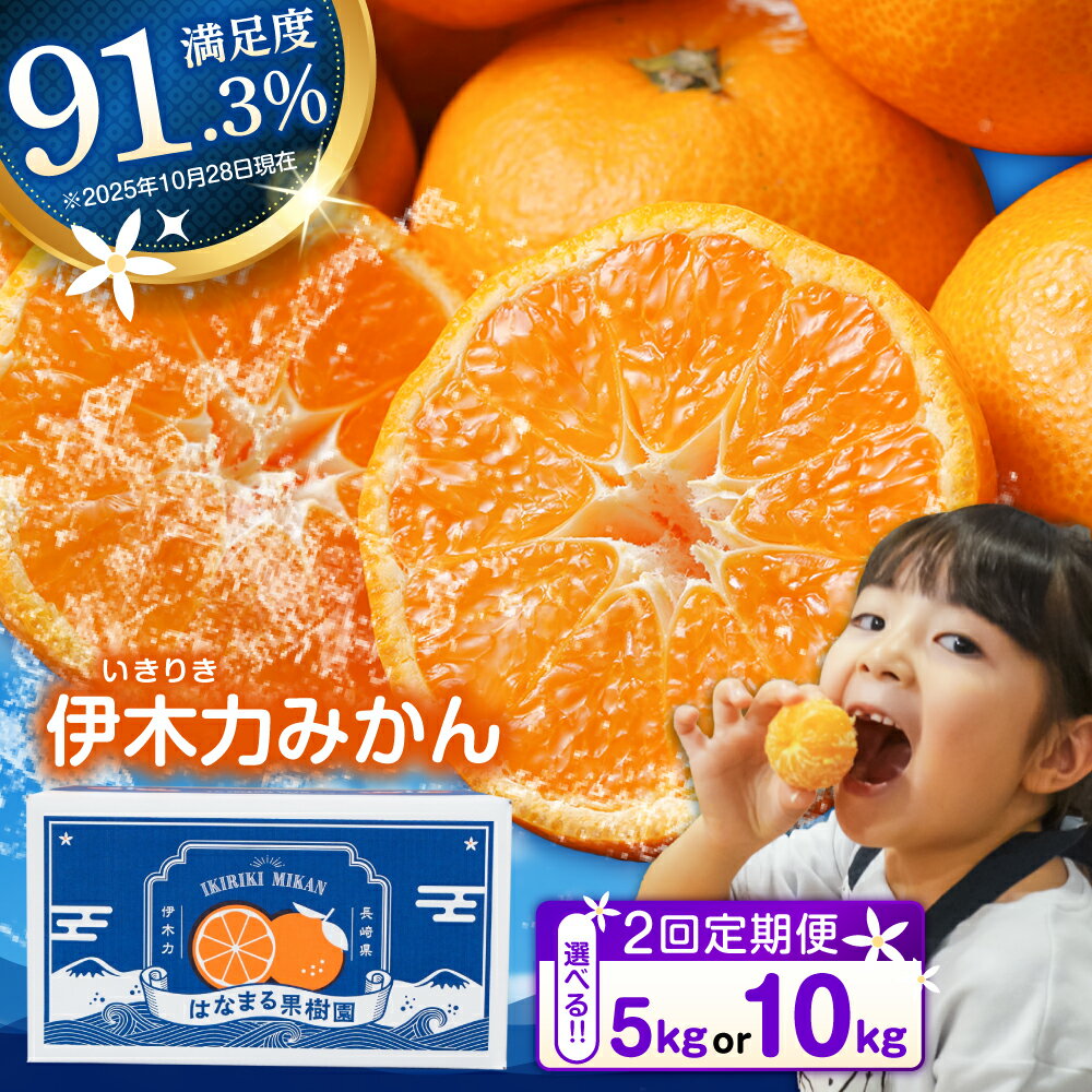 【ふるさと納税】【2回定期便】※【2026年11月上旬より順次発送／先行予約】伊木力みかん(家庭用) 5kg・10kg / みかん ミカン 蜜柑 柑橘 フルーツ ふるーつ 果物 くだもの 定期便 みかん定期便 / 諫早市 / 山野果樹園[AHCF008]