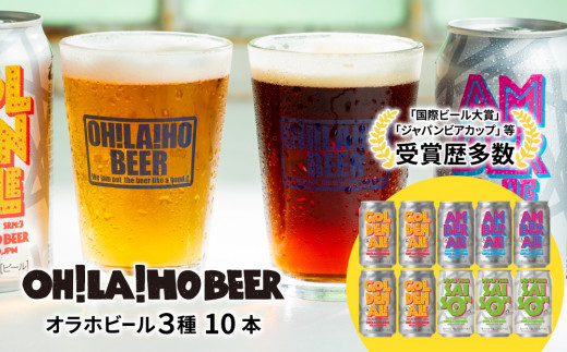【クラフトビール】 3種飲み比べ10本セット（ゴールデンエール、アンバーエール、ヌーベルセゾン）  350ml 10本 10缶｜オラホビール 飲み比べ 長野 東御市 信州 ギフト プレゼント 常温