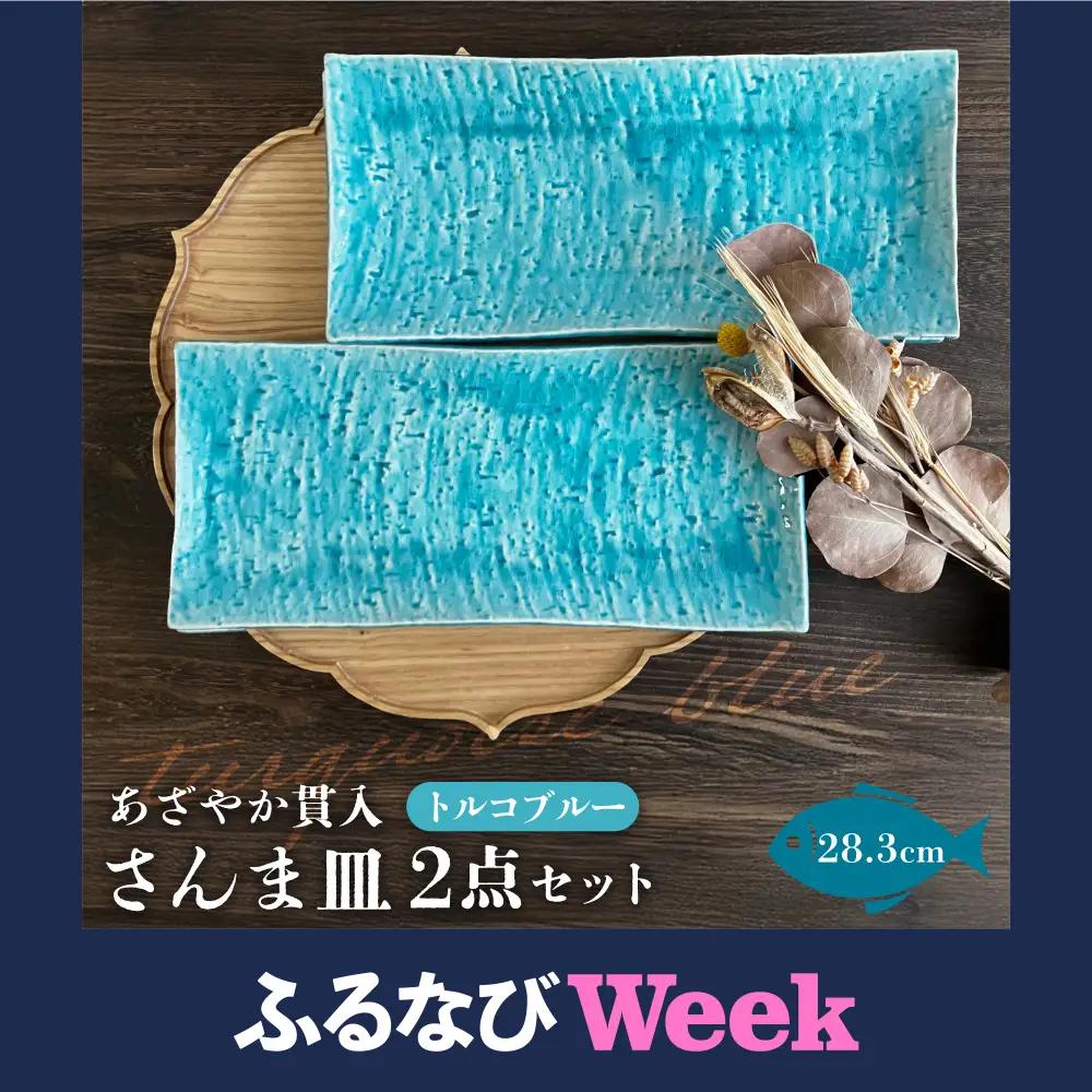 【瀬戸焼】あざやか貫入 さんま皿ペアセット（トルコブルー）【まるたか水野コーポレーション】[BBBF007] 食器 魚