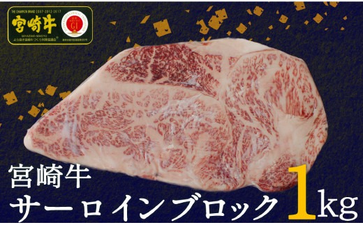 【宮崎牛】 サーロイン ブロック 1kg [マルミヤストア 宮崎県 美郷町 31ag0059] 肉 牛 牛肉 焼肉 ステーキ 黒毛 和牛 国産 A4 A5