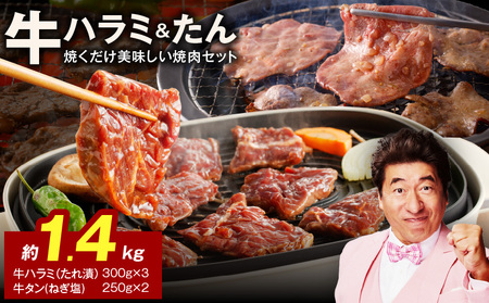大人気 ファミリー向け 焼肉セット 牛たん 牛ハラミ肉 合計1.4kg【牛肉 焼くだけ 小分け BBQ やきにく 数量限定】