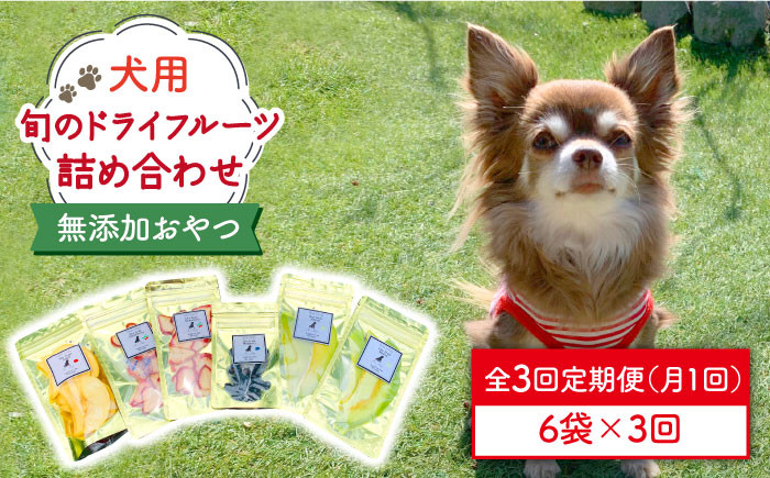 
【6袋×3回定期便】犬の無添加おやつ☆お砂糖不使用 旬のドライフルーツ定期便（ペットフード）吉野ヶ里町 [FCG008]
