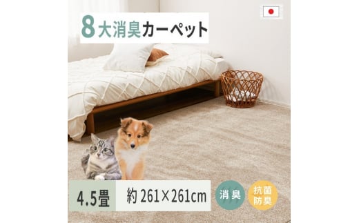 
ペットにやさしい 8大消臭・抗菌 カーペット 1枚 4.5帖 ベージュ 約261×261cm 600094745 [3476]
