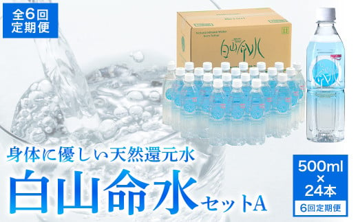 白山命水セットＡ 6回定期便（500ml×24本） ミネラルウォーター 国産 人気 水 白山命水 天然水 定期 定期便