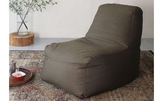 【a071】ビーズクッション　コンプ（カーキ・デニム生地）【配送不可地域：沖縄県、離島】