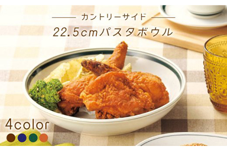 【美濃焼】カントリーサイド 22.5cmパスタボウル 4色セット（光洋陶器）【cierto】食器 ボウル スープボウル スープパスタ 鉢 深皿 パスタ皿 食器セット セット ホワイト ブラウン ブルー グリーン オレンジ 白 茶 青 緑 おしゃれ 送料無料 [MCD079]