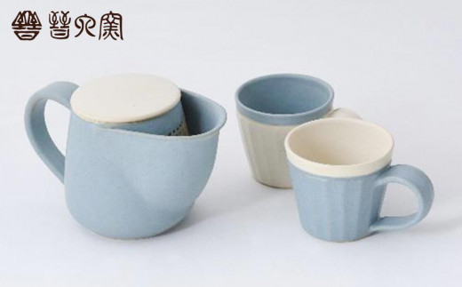 
【晋六窯】PELICAN TEA POT/BLUE＆CUP（色違いのCUP 2個）
