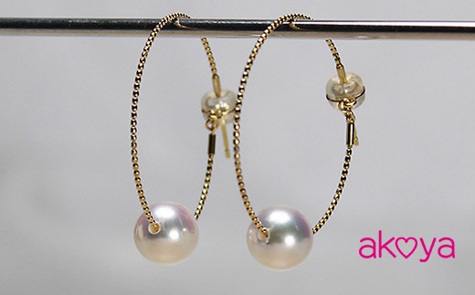 
akoya フープピアス / 8.5～9.0ミリ 真珠 アコヤ パール ピアス 18金 アクセサリー ギフト ホワイトデー クリスマス 伊勢志摩 志摩 〔100-39〕
