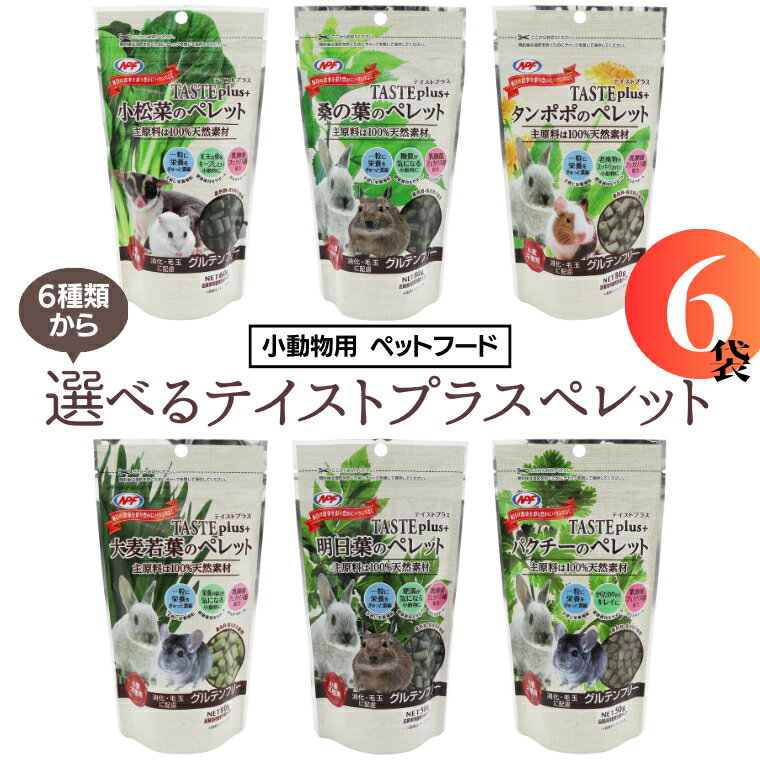 【ふるさと納税】選べる テイストプラス ペレット 6袋 小動物用 ペットフード うさぎ ウサギ フェレット モルモット チンチラ デグー ハムスター フクロモモンガ フード 小松菜 桑の葉 タンポポ 大麦若葉 明日葉 パクチー ペレット ナチュラルペットフーズ 餌 えさ