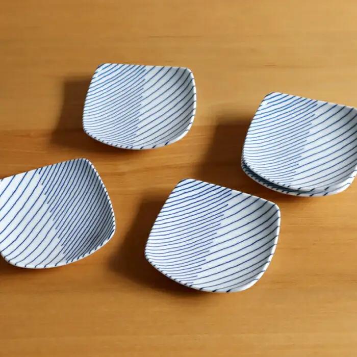 【白山陶器】【グッドデザイン賞】重ね縞 反角小皿 5枚セット【波佐見焼】[TA160]