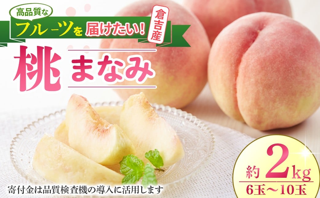 
            【期間限定】【生産者応援品】令和8年産 まなみ 2kg 6玉～10玉（桃） フルーツ 先行予約 桃 倉吉産 ブランド桃 果物 生産者応援 寄付金用途指定 数量限定
          